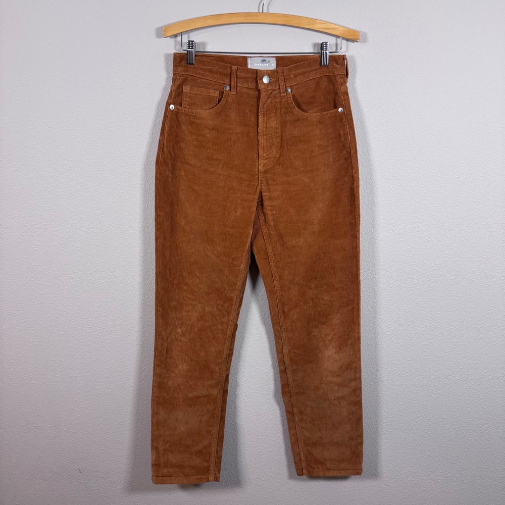 Everlane Baby Cord Cheeky Corduroy Hi Rise Straight Pants Brown Granola Girl 28